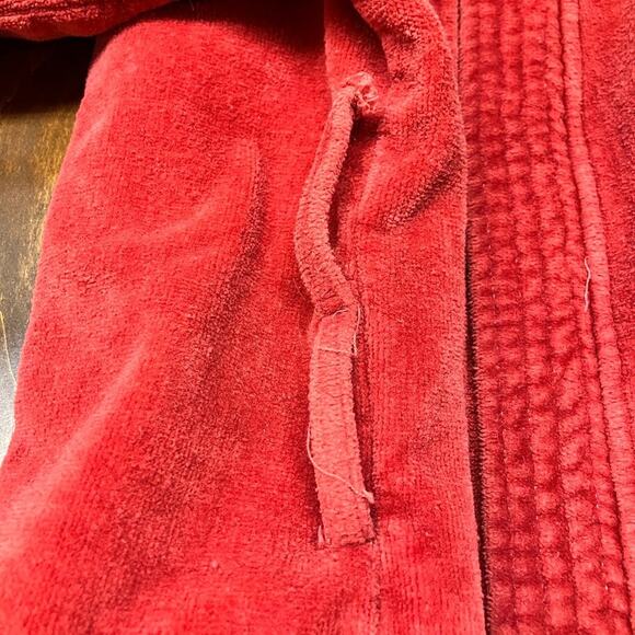 VTG State O Maine Red Terry Cloth Bathrobe 100% Cotton Heavyweight One Size - Picture 13 of 16